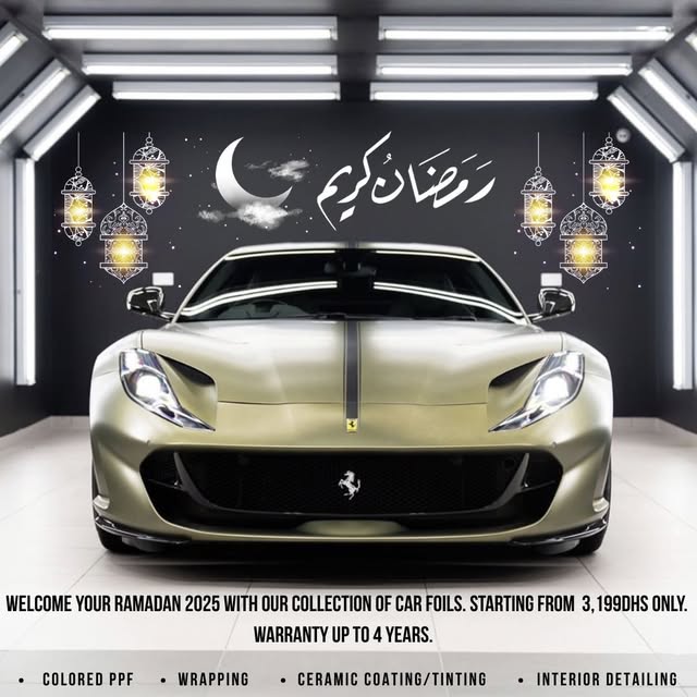 Customized red sports car in the BNZ Dubai studio